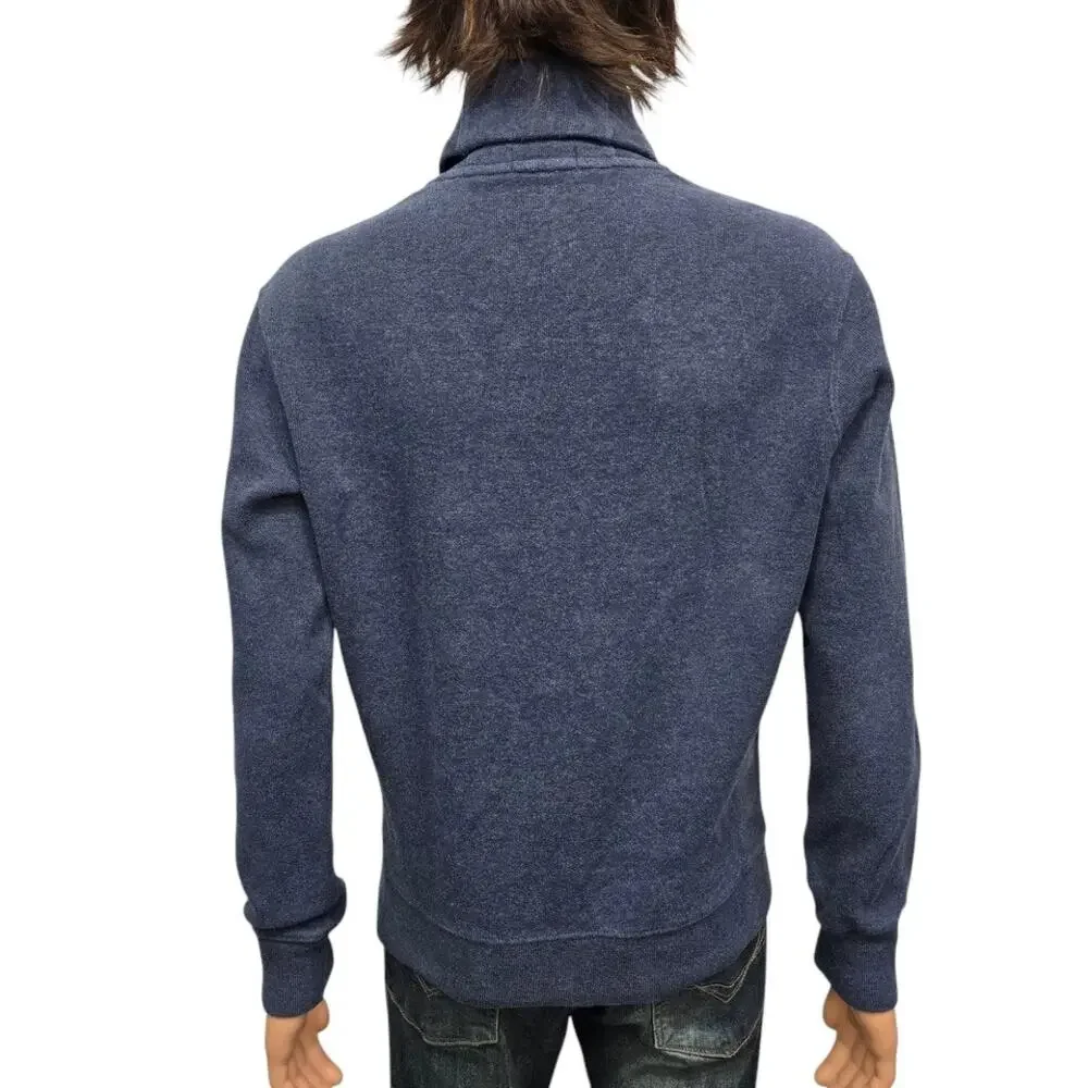 Polo Ralph Lauren Sweater Shawl Neck 2 Button Pullover Men M Blue Red Pony